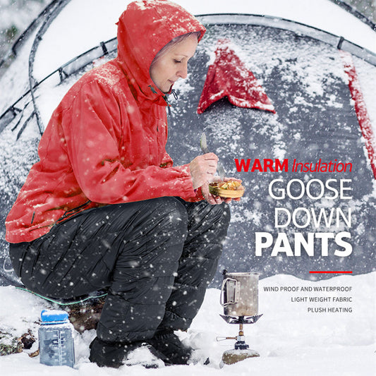 Outdoor Waterproof Inner Wear Men Women Mountaineering Camping Warm Winter White Goose Sweat Pants