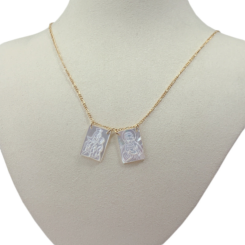 Virgin Jesus Pendant Figaro Chain Necklace Women's Fashion Ornament