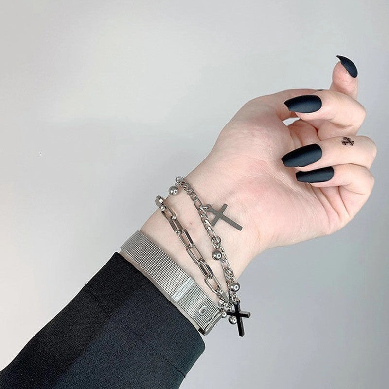 Dark Frosty Wind Double Jesus Jumping Bracelet