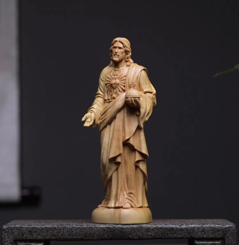 Small Leaf Boxwood Carving Jesus Ornaments Chinese Style Wood