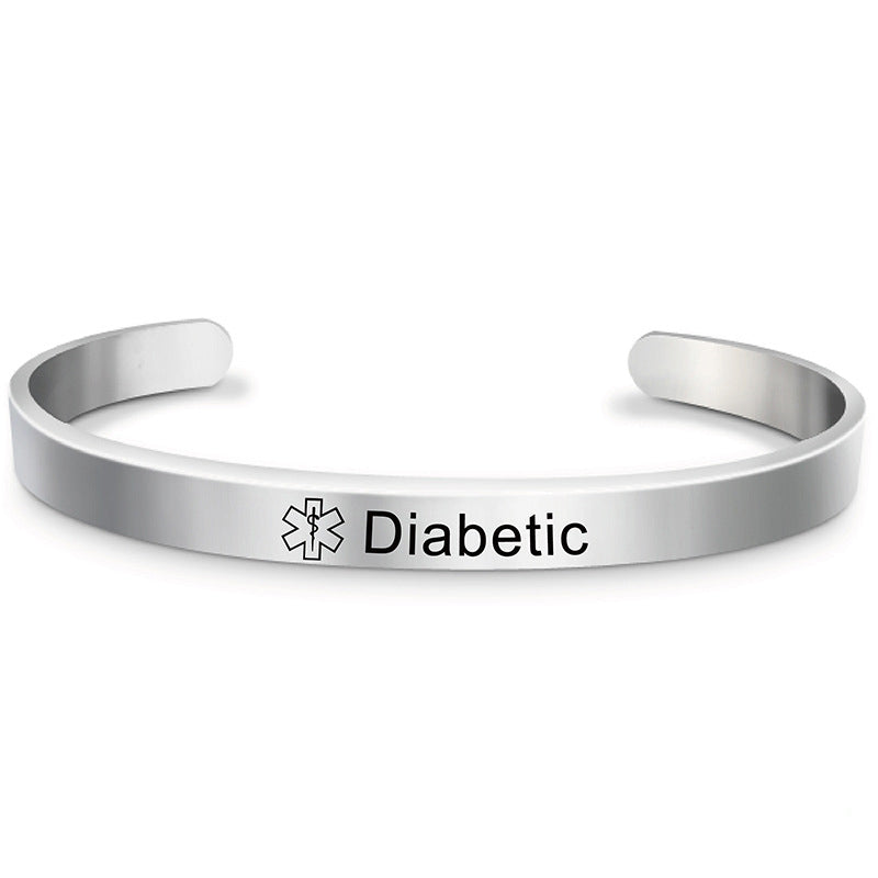 Fashion Silver Plated Medical Alert Cuff Bracelet EPILEPSY Diabetic Allergy Stainless Steel Bangle For Women Men