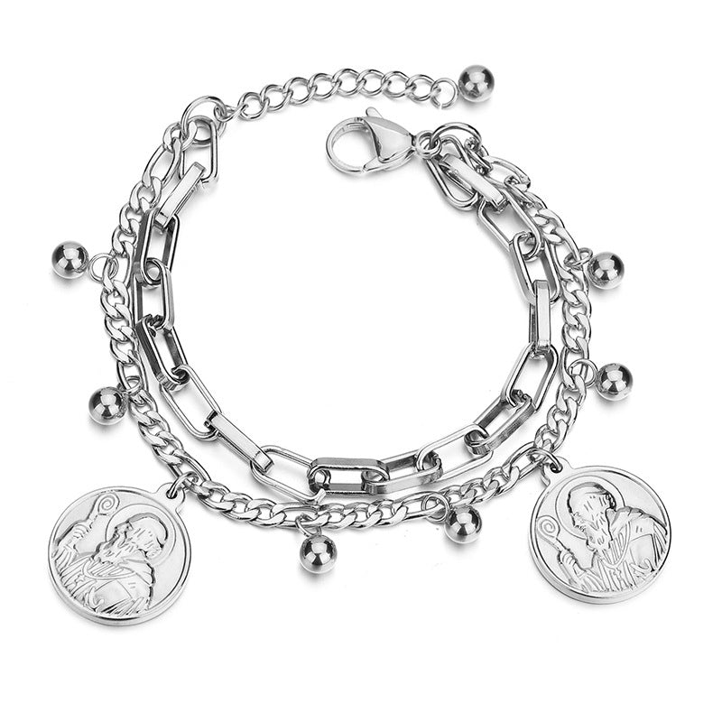 Christian Jesus Head Double-layer Stainless Steel Bracelet