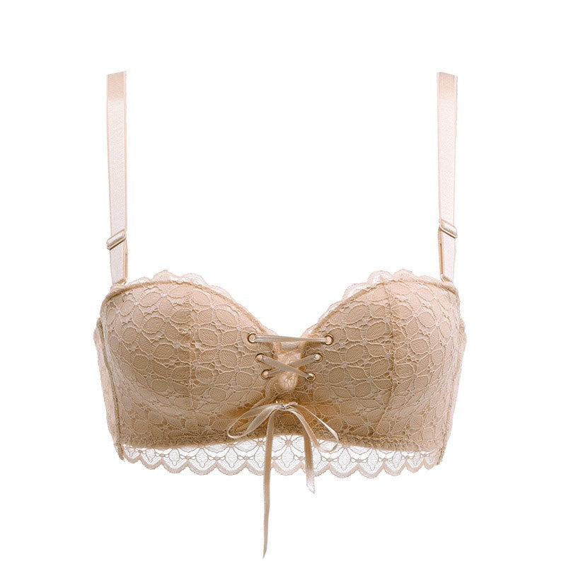 Lace underwear women no steel ring half cup bra