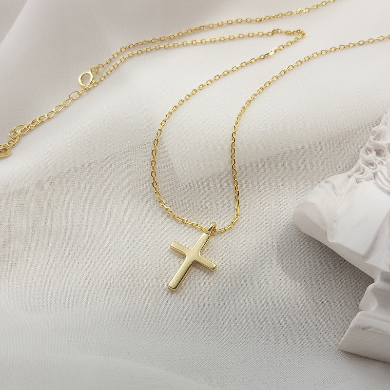 18k Gold 925 Solid Sterling Silver Women Jesus Christian Cross Pendant Necklace Trendy Charm Jewelry Graduation Gift for Girl