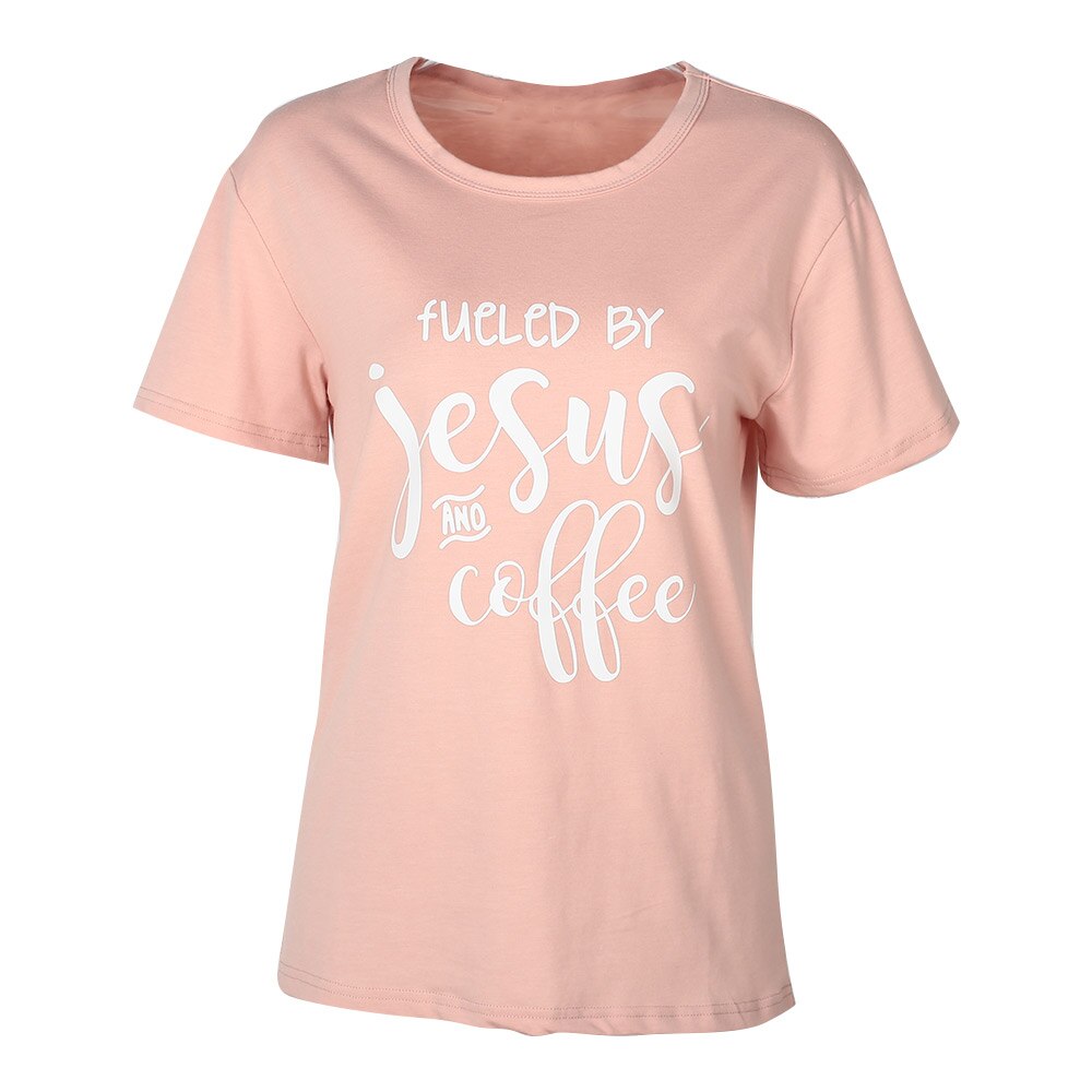 T-shirt fueled by jesus men and women European and American street short-sleeved lovers