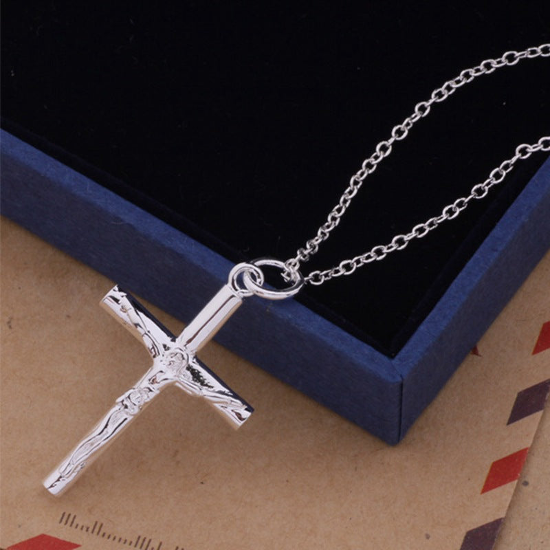 S925 Silver Plated Jesus Cross Necklace