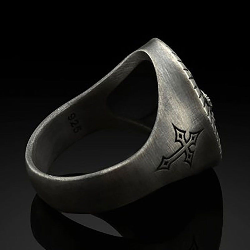 Men's Jesus Oxidized Ancient Silver Ring