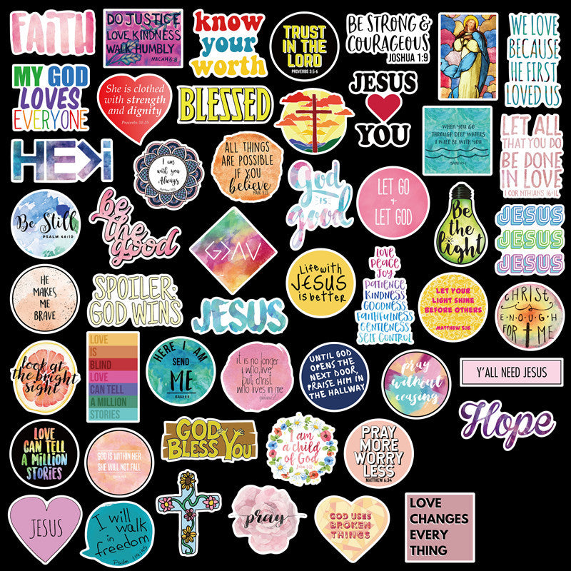 50 Stickers With Famous Sayings About The Faith Of Jesus Christians