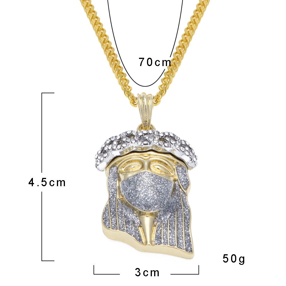 Hiphop Diamond Powder Masked Jesus Star Pendant