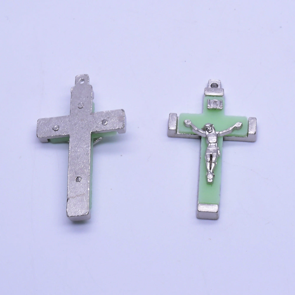 Metal Luminous Cross Jesus Christ Bitter Image Pendant Accessories Religious Jewelry