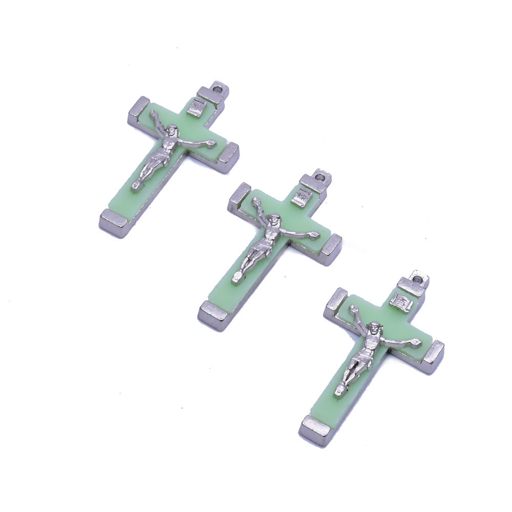 Metal Luminous Cross Jesus Christ Bitter Image Pendant Accessories Religious Jewelry