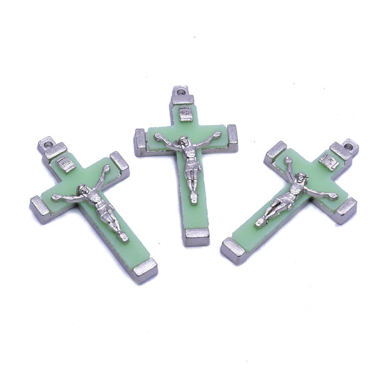 Metal Luminous Cross Jesus Christ Bitter Image Pendant Accessories Religious Jewelry