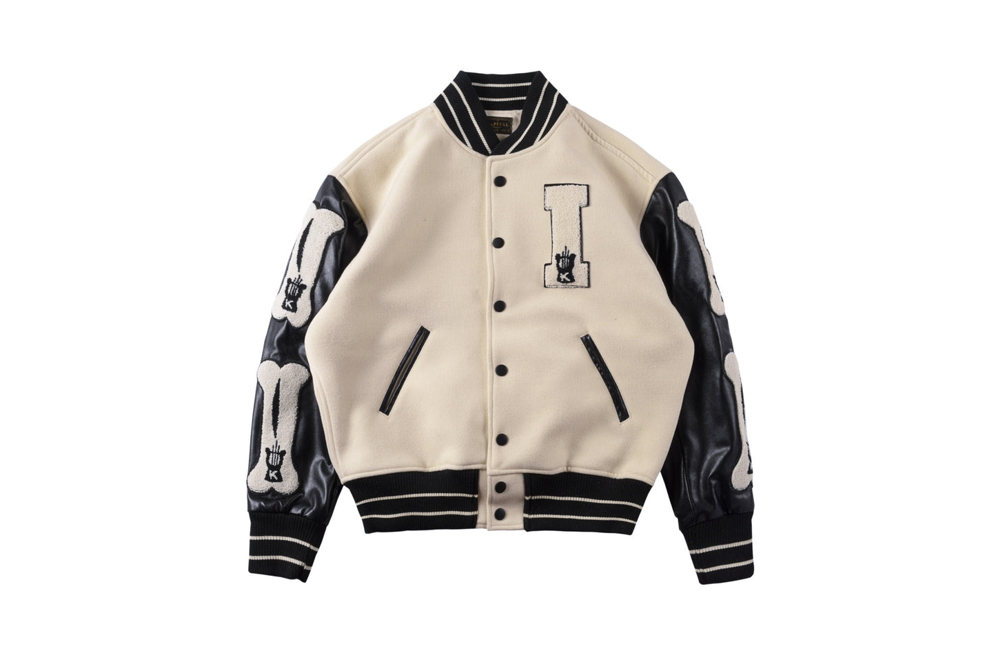 Foreign Trade Autumn And Winter Bone Stitching Leather Sleeve Street Retro Men And Women Woolen Baseball Uniform Jacket Vibe Wind Jacket