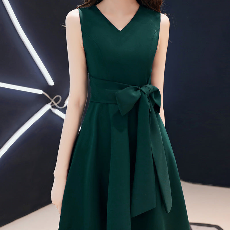 Small Green Evening Dress Skirt Women Can Usually Wear Short Simple And Generous Dresses For Banquet Temperament