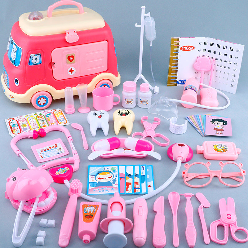 Children'S Ambulance Play House Injection Little Doctor Toy Set Toolbox Boy Girl Medical Kit Stethoscope