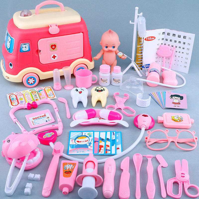 Children'S Ambulance Play House Injection Little Doctor Toy Set Toolbox Boy Girl Medical Kit Stethoscope