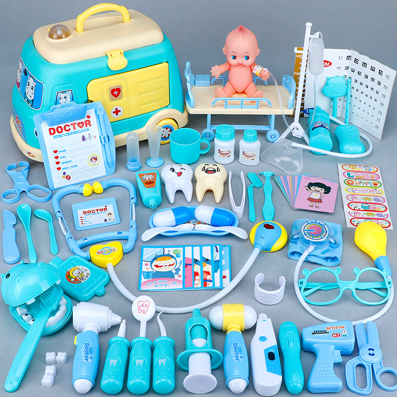 Children'S Ambulance Play House Injection Little Doctor Toy Set Toolbox Boy Girl Medical Kit Stethoscope