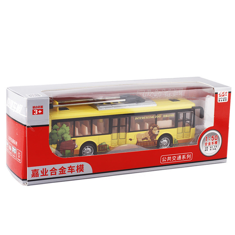 Single Section Tram Bus Simulation Car Model Children's Alloy Toy Bus