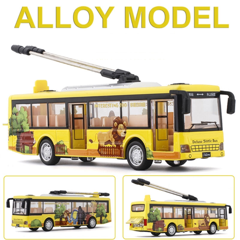 Single Section Tram Bus Simulation Car Model Children's Alloy Toy Bus