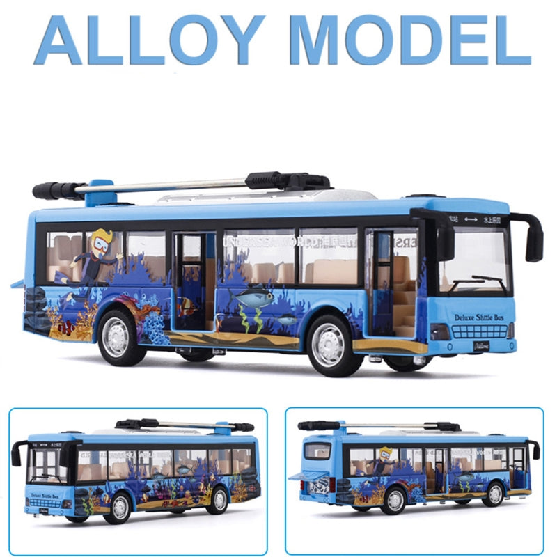 Single Section Tram Bus Simulation Car Model Children's Alloy Toy Bus