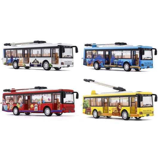 Single Section Tram Bus Simulation Car Model Children's Alloy Toy Bus