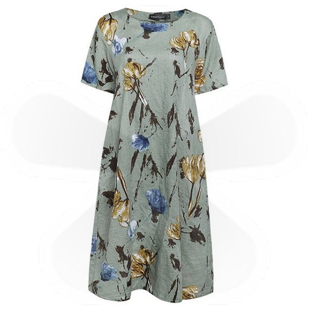 Bohemian Summer Print Loose Floral Dress For Women Dresses