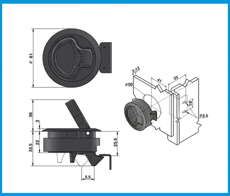 Marine Handle Lock Deck Cover Door Lock Floor Lock Buckle Medical Equipment