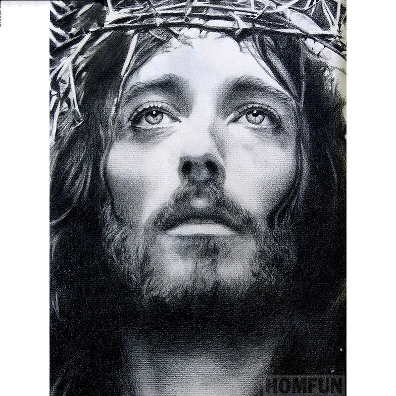 Homfun Square Round Diamond 5D Diy Diamond Painting Jesus Religion 3D Embroidery Cross Stitch 5D Home Decoration