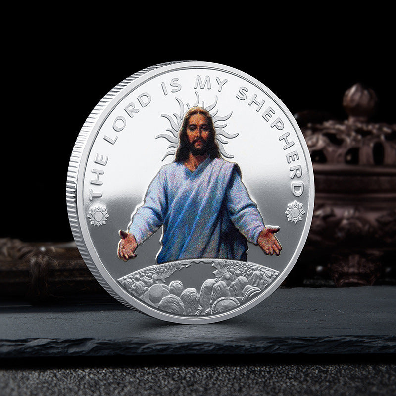 Jesus Religious Belief Commemorative Coin Customization Foreign Trade Embossed Color-Printed Metal Medal Crafts Gifts