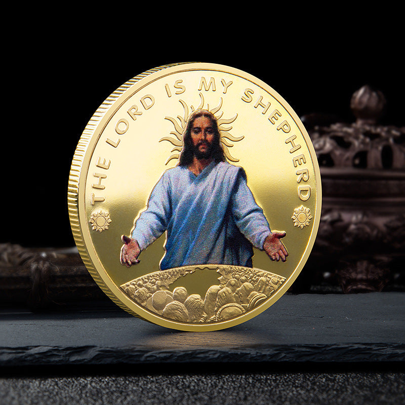 Jesus Religious Belief Commemorative Coin Customization Foreign Trade Embossed Color-Printed Metal Medal Crafts Gifts