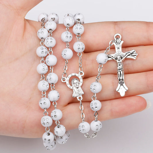 Christ Jesus Virgin Mary Cross Long Religious Necklace