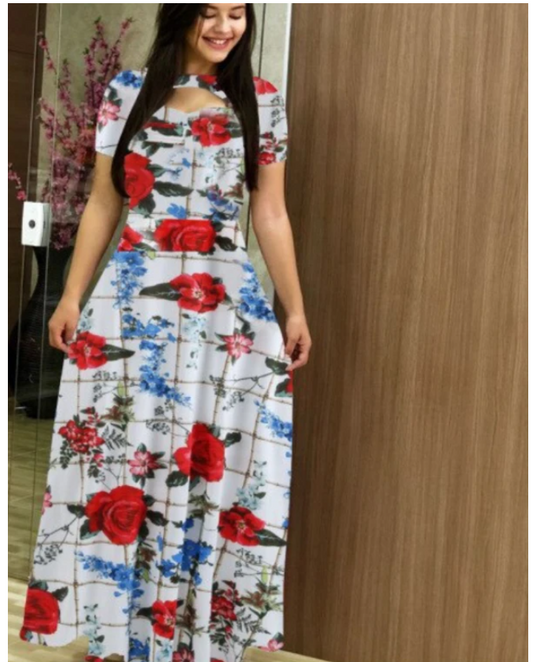 Fashion Fat Women Autumn Dress Bohmia Maxi Dresses Ladies