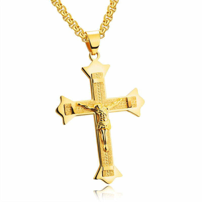 Personality Jesus Cross Men's Titanium Steel Necklace Men's Jewelry