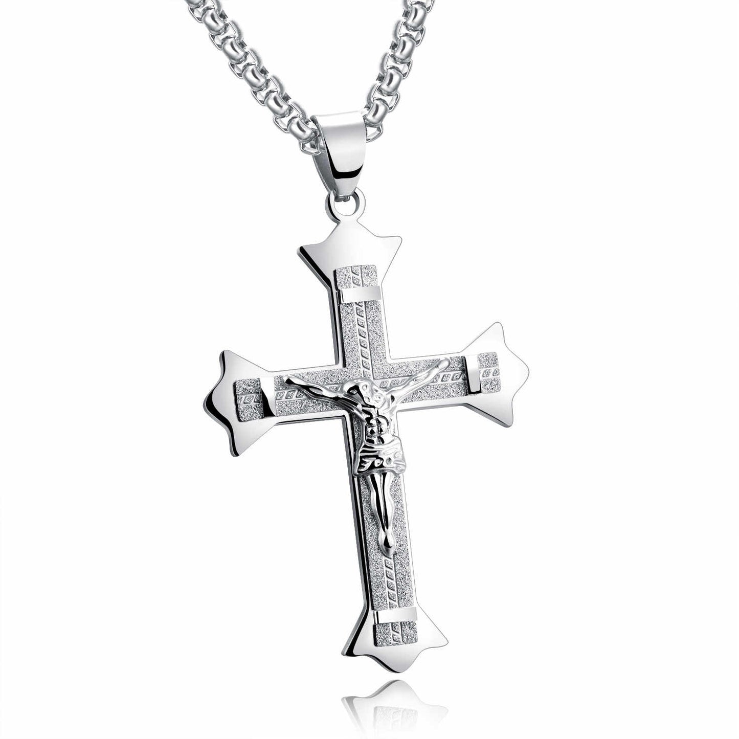 Personality Jesus Cross Men's Titanium Steel Necklace Men's Jewelry