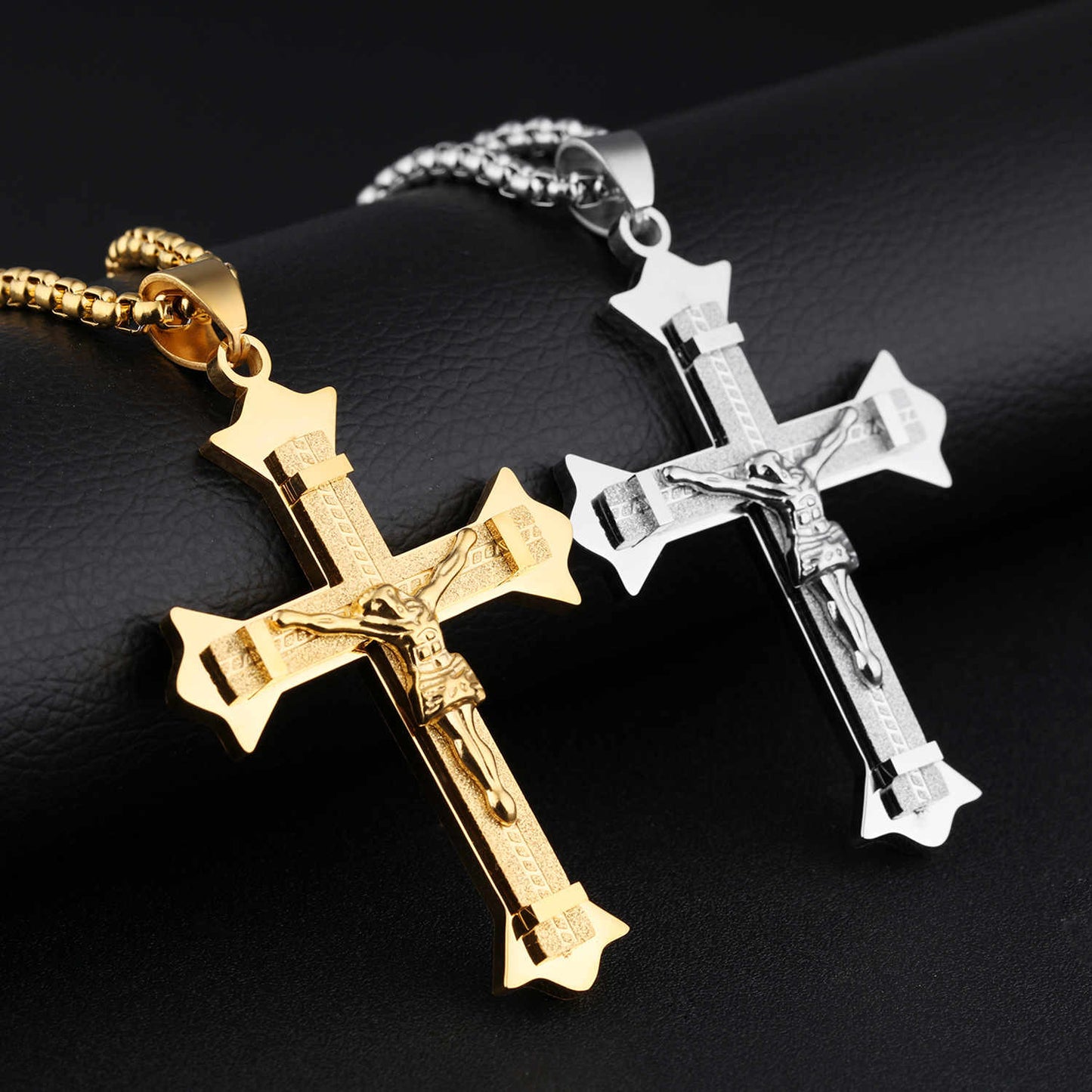 Personality Jesus Cross Men's Titanium Steel Necklace Men's Jewelry