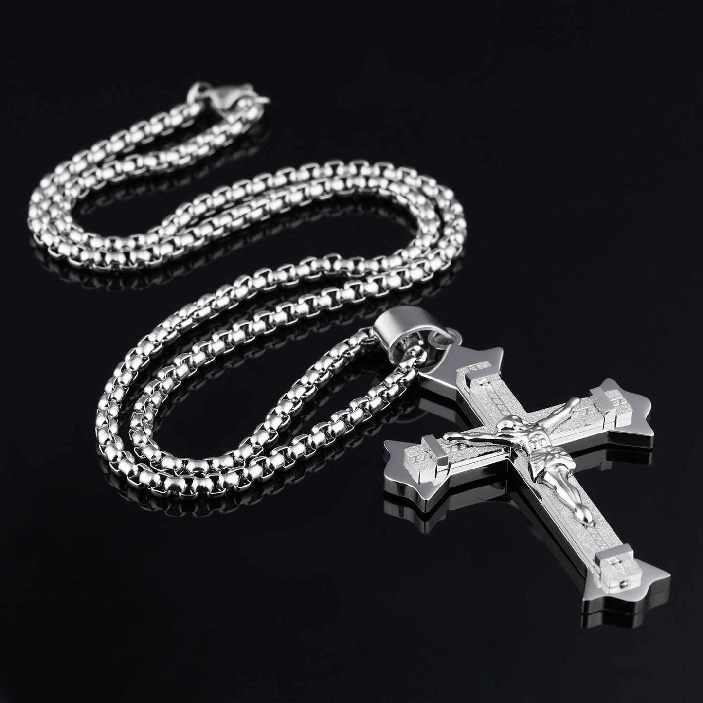 Personality Jesus Cross Men's Titanium Steel Necklace Men's Jewelry