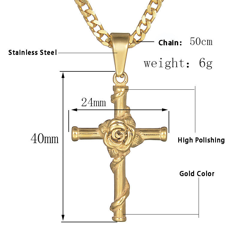 Jesus Christ Cross Titanium Steel Pendant Necklace Clavicle Chain