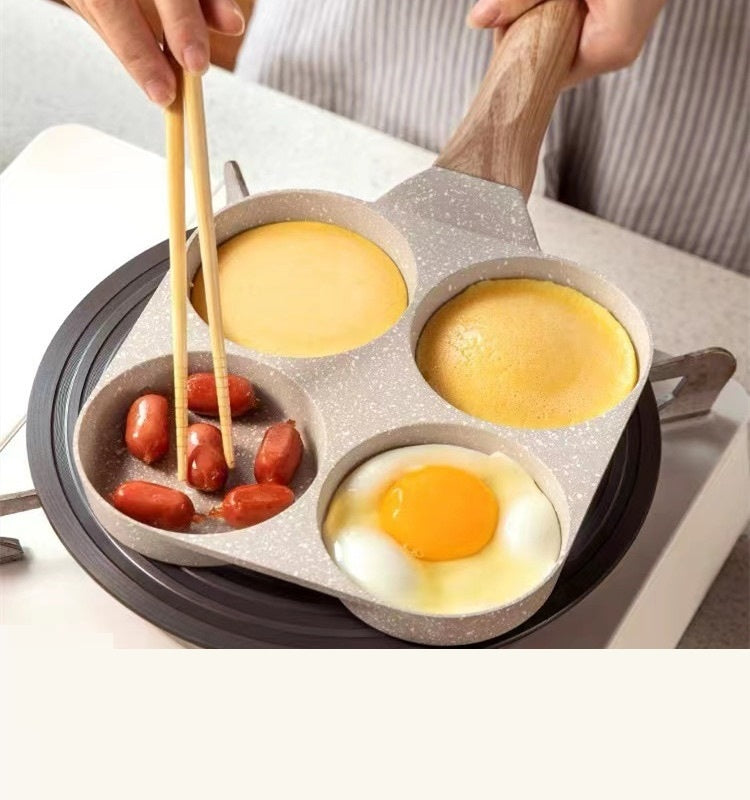 Medical Stone Non-stick Pan Egg Hamburger Four-hole Frying Pan Flat Bottom Induction Cooker Universal Mini Omelette Pan