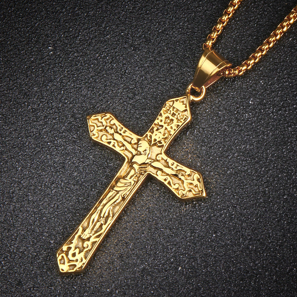 Titanium Steel Jesus Cross Necklace Pendant