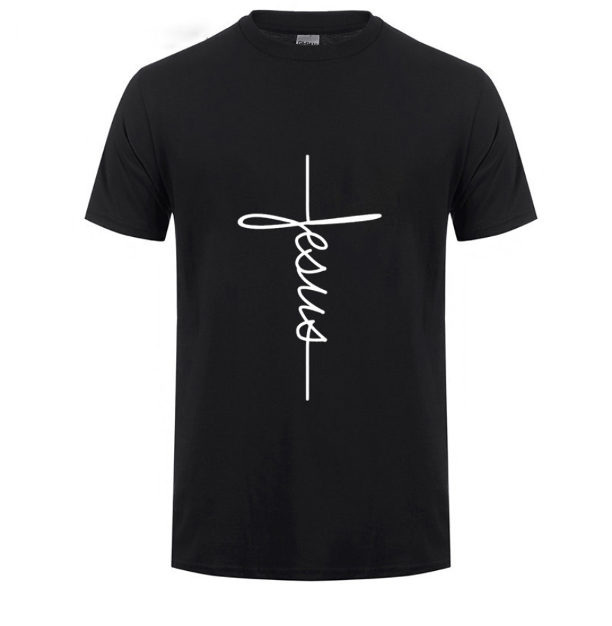 Jesus Cross T-shirts Men, Women, Europe, English, Digital Letters, Street Short Sleeve, Alien, WISH Amazon