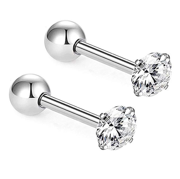 Four-claw super-flash zircon Small earrings Ear bone nails Cochlear nails Earrings medical steel thread stud earrings four claws