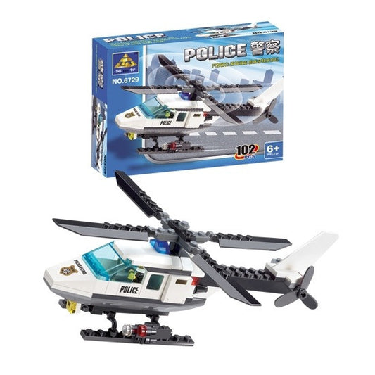 Assembling And Inserting Building Blocks Police Airplane Toy