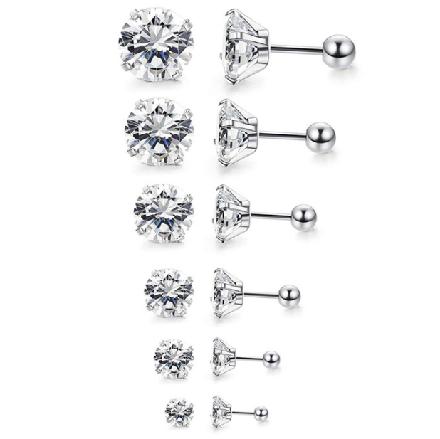 Four-claw super-flash zircon Small earrings Ear bone nails Cochlear nails Earrings medical steel thread stud earrings four claws