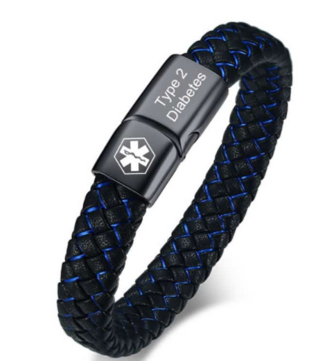 Stainless Steel Magnet Buckle Medical Bracelet Men's Leather Rope