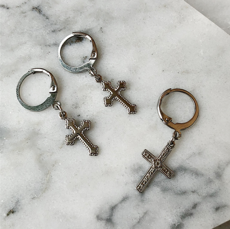 European and American Vintage Jesus Cross Earrings