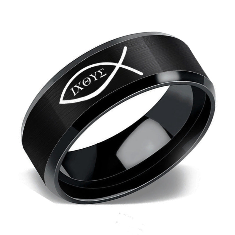 Fashion Stainless Steel Jesus Logo Ring