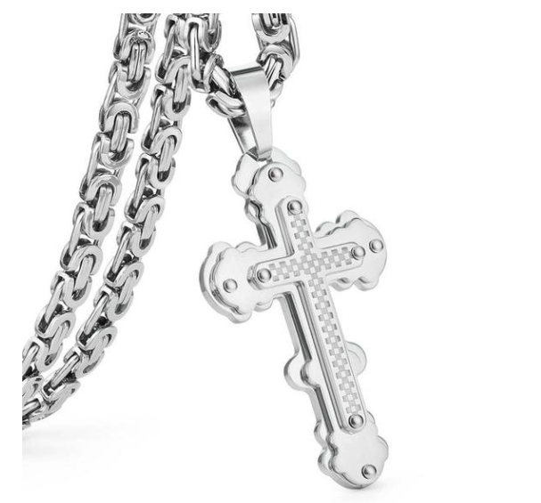 Jesus Bible Scripture Golden Cross Titanium Steel Pendant Necklace