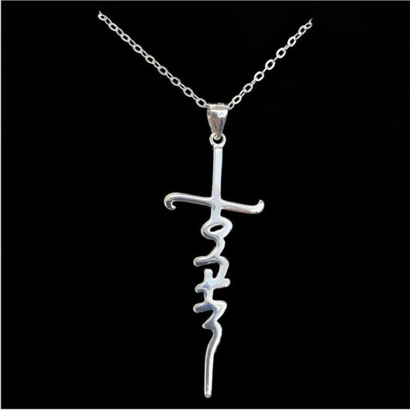 Jesus Cross English Letter Faith Clavicle Chain