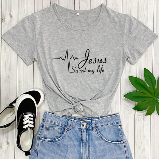 Jesus Saved My Life European And American Street Short Sleeve