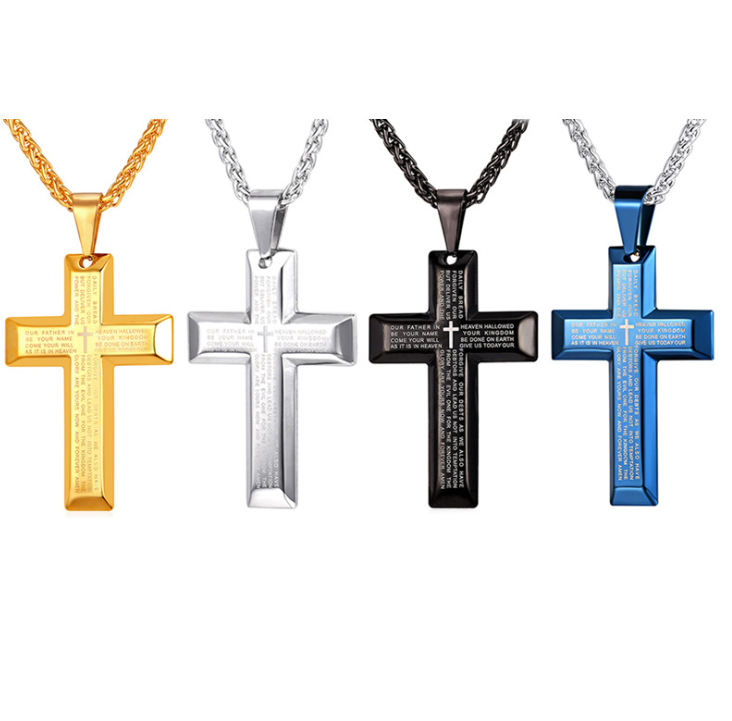 Bible Cross Circle Necklace Europe and America Jesus Cross Necklace